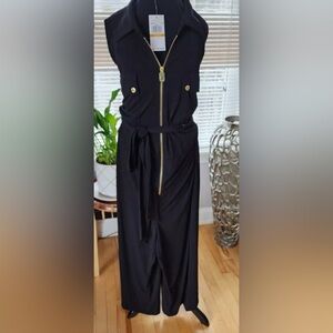 MICHAEL Michael Kors Sleeveless Zip Front Jumpsuit Plus Size 2X Black NWT